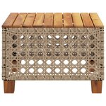 vidaXL Table de jardin beige 55x55x36 cm résine tressée et bois acacia