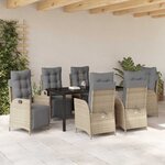 vidaXL Ensemble de salle à manger pour jardin 7 Pièces Beige polyrotin