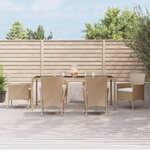 vidaXL Ensemble à manger de jardin et coussins 7 Pièces beige poly rotin