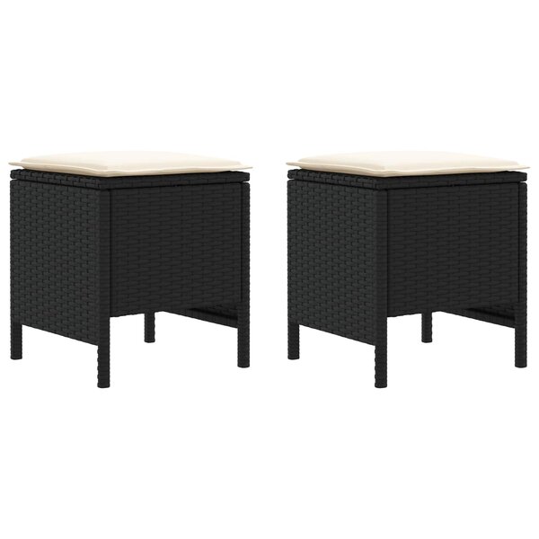 vidaXL Pouf de Jardin 2 Pièce Noir et Crème 38 x 38 x 45 cm Rotin PE