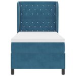 vidaXL Lit à ressorts avec matelas Bleu foncé 90 x 190 cm Velours