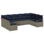 vidaXL Ensemble de Canapés avec coussin 9 Pièces Gris polyrotin
