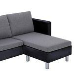 vidaXL Canapé à 3 places avec coussins noir similicuir
