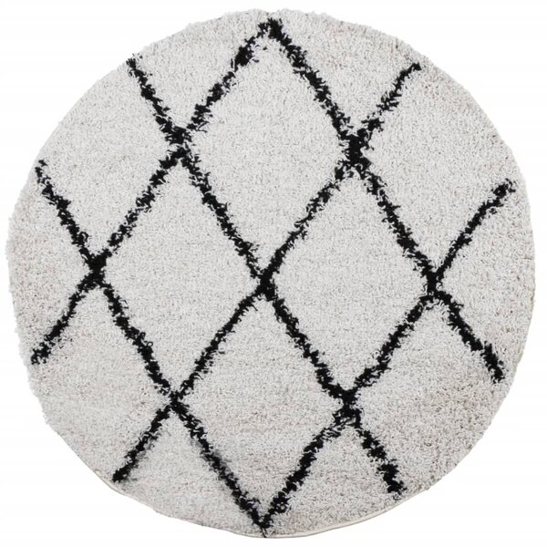 vidaXL Tapis shaggy à poils longs moderne crème et noir Ø 200 cm