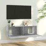 vidaXL Meuble TV Gris béton 100x30x30 cm Bois d’ingénierie