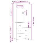 vidaXL Buffet haut Sonoma gris 69 5x34x180 cm Bois d'ingénierie