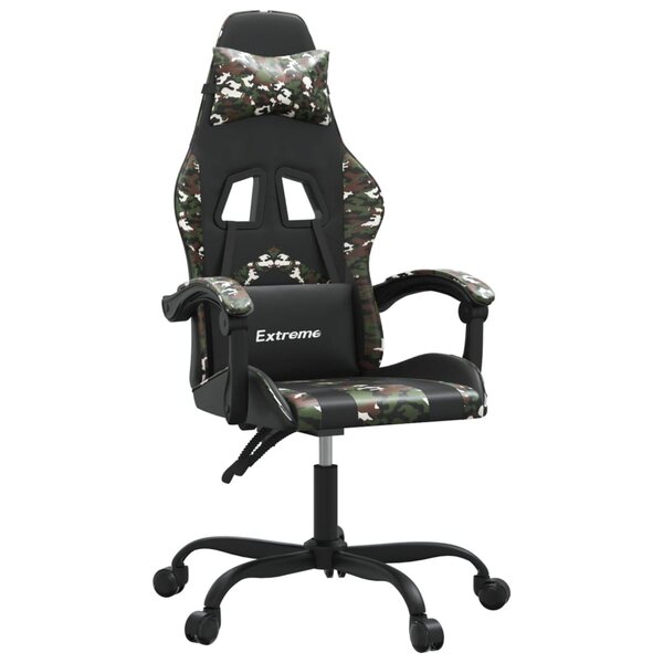 vidaXL Chaise de jeu Noir et camouflage Similicuir