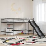 vidaXL Lit superposé pour enfants avec toboggan Noir et anthracite