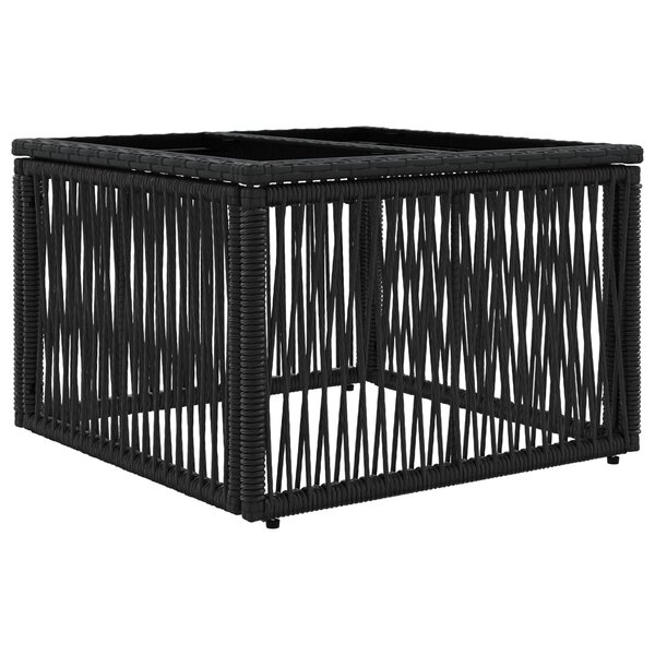 vidaXL Table de Jardin Noir 55 x 55 x 37 cm Rattan PE et Verre