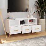 vidaXL Meuble TV Blanc brillant 102x36x50 cm Bois d'ingénierie