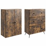 vidaXL Ensemble de Meubles 2 Pièces Chêne fumé 66 x 34 5 x 90 cm