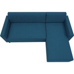 Canapé d'angle fixe 4 places BOB - Tissu marine - Réversible - 197 x 117 x 65 cm