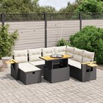 vidaXL Salon de jardin 8 Pièces avec coussins noir résine tressée