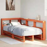 vidaXL Lit bibliothèque sans matelas cire marron 100x200 cm pin massif