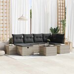 vidaXL Ensemble de canapé de jardin 7 Pièces Gris clair Poly rotin