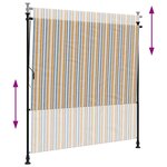 vidaXL Store roulant d'extérieur jaune et blanc 150x270 cm tissu acier