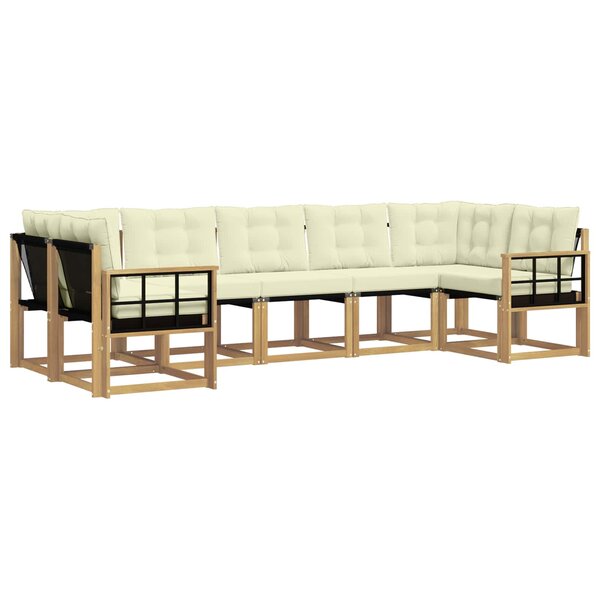 vidaXL Ensemble de canapés d'extérieur 7 Pièces Blanc et crème