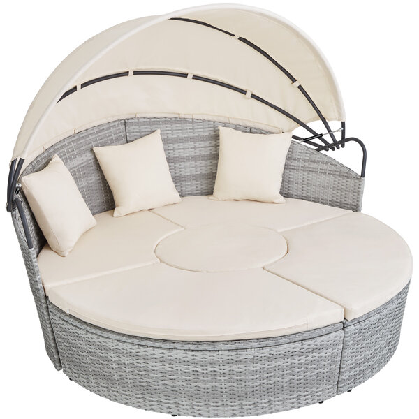 Tectake Bain de soleil rond modulable ZANZIBAR - gris clair