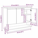 vidaXL Buffet Chêne noir 97 x 29 x 75 cm Bois d'ingénierie