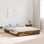 vidaXL Cadre de lit avec rangement avec tiroir Chêne fumé 140 x 190 cm