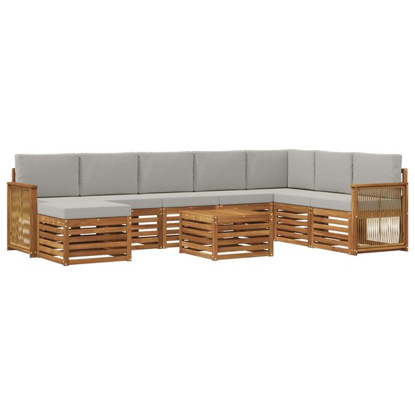 vidaXL Ensemble de canapés d'extérieur 7 Pièces Naturel et gris clair