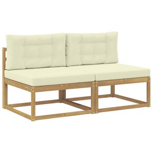 vidaXL 2 Pièce Sofa de milieu extérieur Polyester Blanc
