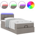 vidaXL Lit ottoman avec matelas taupe 100x200 cm tissu