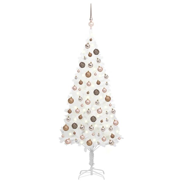 vidaXL Arbre de Noël artificiel pré-éclairé et boules blanc 150 cm