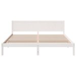 vidaXL Cadre de lit en bois de pin blanc Blanc Bois massif King size