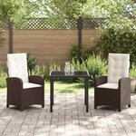 vidaXL Ensemble de salle à manger pour jardin 3 Pièces Marron polyrotin