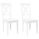 vidaXL Chaises à manger 2 Pièces blanc bois massif caoutchouc