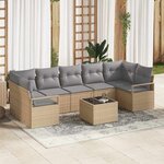 vidaXL Ensemble de canapé de jardin 8 Pièces Beige  Gris 55 x 55 x 37 cm