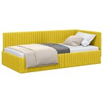 vidaXL Cadre de lit d'angle Jaune 100 x 200 cm Velours
