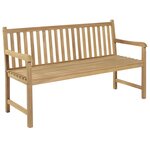vidaXL Banc de jardin avec coussin vert 150 cm Bois de teck massif