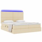 vidaXL Lit de rangement LED avec matelas Crème 180 x 200 cm Tissu