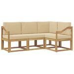 vidaXL Ensemble de canapés d'extérieur 4 Pièces Blanc et Beige