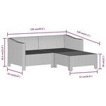 vidaXL Salon de jardin 3 Pièces avec coussins Gris Résine tressée