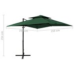 vidaXL Parasol de jardin en porte-à-faux à double toit 250x250 cm vert