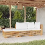 vidaXL Salon de jardin 3 Pièces avec coussins Bois de teck solide