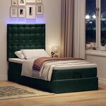 vidaXL Cadre de lit ottoman avec matelas vert foncé 100x200 cm velours