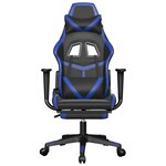 vidaXL Chaise de jeu de massage et repose-pied Noir et bleu Similicuir