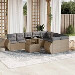 vidaXL Salon de jardin avec coussins 10 Pièces beige résine tressée
