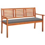 vidaXL Banc de jardin 3 places avec coussin 150 cm Bois d'eucalyptus