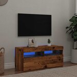 vidaXL Meuble TV avec lumières LED vieux bois bois d'ingénierie