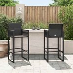 vidaXL Tabourets de bar de jardin lot de 2 noir résine tressée