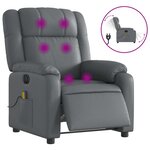 vidaXL Fauteuil de massage inclinable électrique gris similicuir