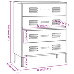vidaXL Commode Noir 80x35x101 5 cm Acier
