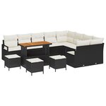 vidaXL Canapé de Jardin 13 Pièces avec Cousins en Poly Rattan Noir et Acacia
