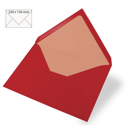 Enveloppe p.carte A5 uni FSC Mix Credit  rouge cardinal  220x156mm  90g / m²  5 pces