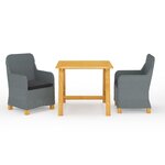 vidaXL Ensemble à manger de jardin 3 Pièces Gris clair